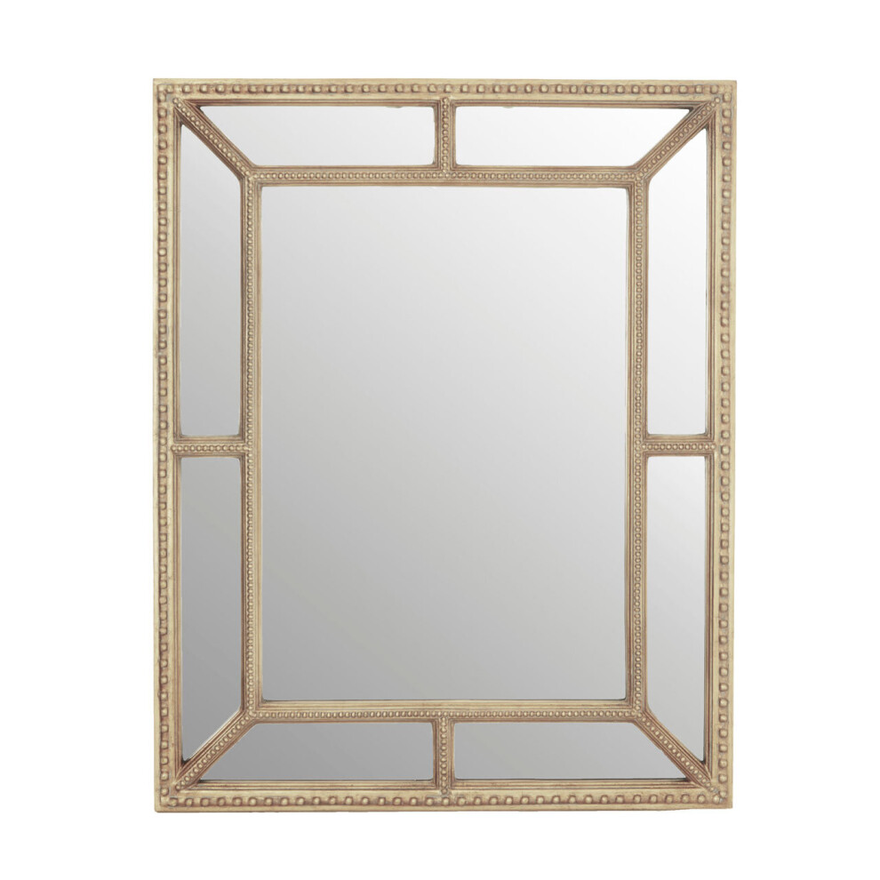 Premier Housewares Rectangular Wall Mirror/ Classic Mirrors For Bathroom / Bedroom / Garden Walls Fancy Wall Mounted Mirrors For Hallway With Cream