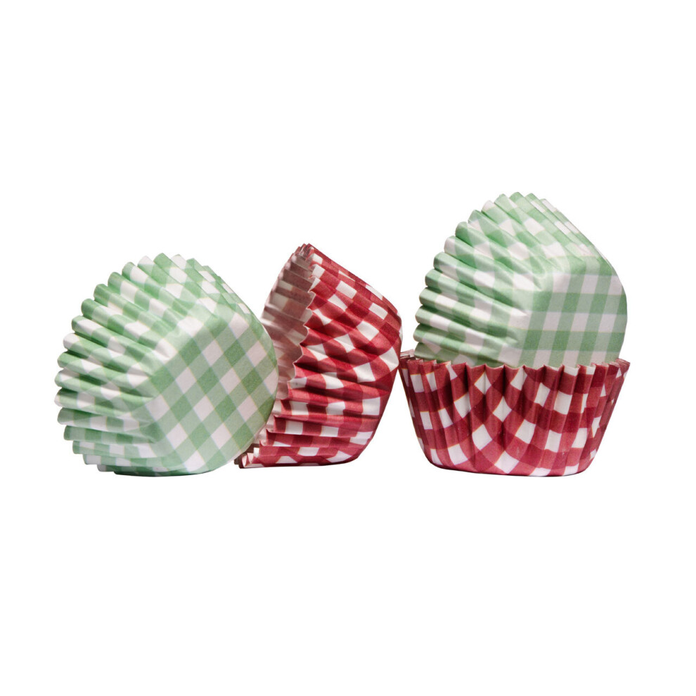 Premier Housewares Mini Cupcake Cases/ Made From Robust Greaseproof Paper/ Two Assorted Colours/ Decorative Muffin Cases / Gingham Print - 100 Pieces