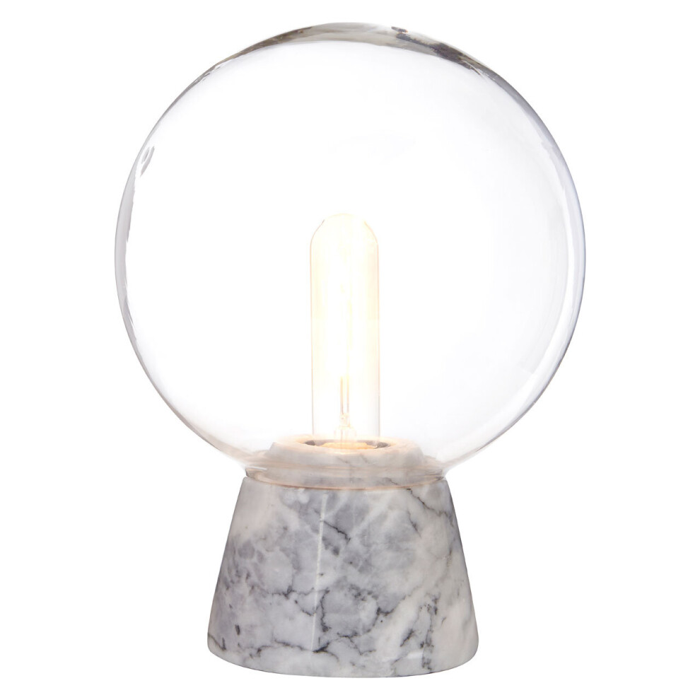 Premier Housewares Versatile Globe Lamp With Marble Base, Contrasting Bedside Table Contemporary Modern Lamp Grey/Light