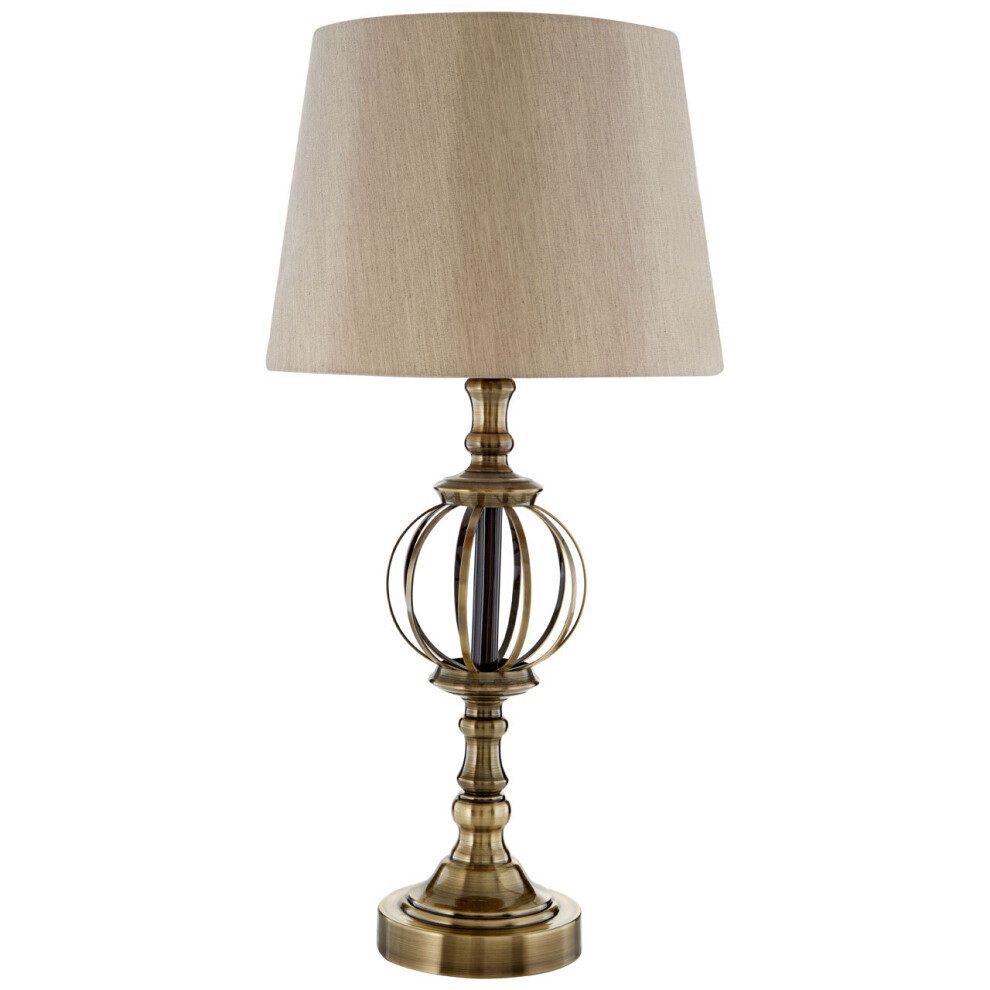 Premier Housewares Minimalist Fabric Table Lamp/ Solid Steel Table Lamp/ Round Bedside Lamps For Bedrooms/ W33 X D33 X H63cm.