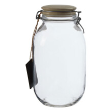 Premier Housewares Medium Glass Storage Jar With Grey Ceramic Lid Transparent Jars For Kitchen Storage Coffee Tea Sugar Black Chalkboard On Front
