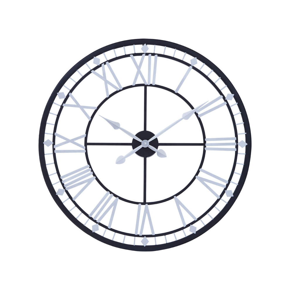 Premier Housewares Wall Clock Wooden Clocks For Living Room Silver Roman Numbers Kitchen Clocks Wall Contemporary Clocks For Bedrooms 80 x 4 x 80