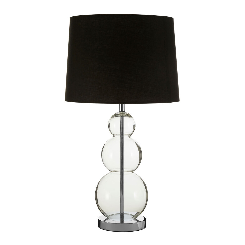 Premier Housewares Glass Ball / Metal Lamp Black Fabric Shade Desk Lamp For Office / Study Chic and Contemporary Lamps For Desks / Bedroom