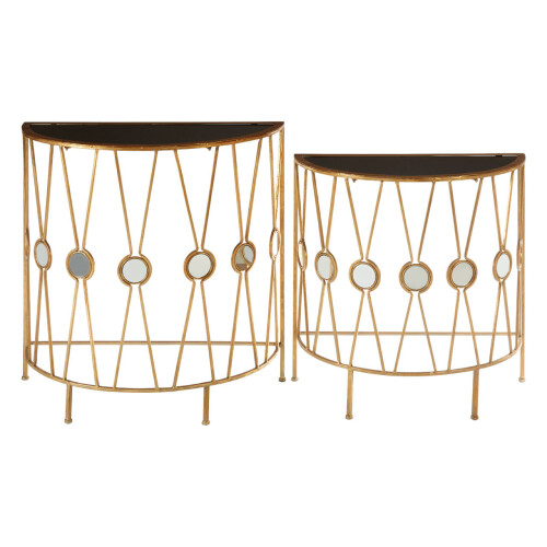 Premier Housewares Stylish Set Of 2 Cross Design Console Tables, Durable Hallway Table, Easily Maintained Modern Console Table