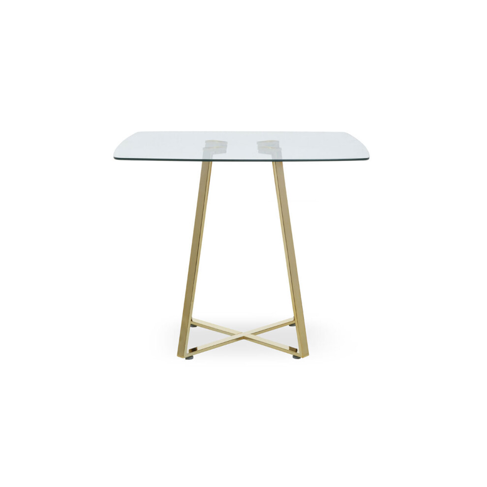 Premier Housewares Dining Table Glass Dining Tables Square Dining Table With Lattice Base Large Modern Dinner Table With Geometric Look Finish Gold