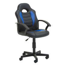 Premier Housewares Black nd Blue Home Office Chair With Flexible Armrest/ Wheel Rolling Base/ Adjustable Height And Padded Seat With Lock Mechanism