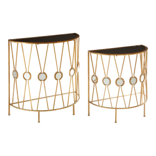 Premier Housewares Stylish Set Of 2 Cross Design Console Tables, Durable Hallway Table, Easily Maintained Modern Console Table 1