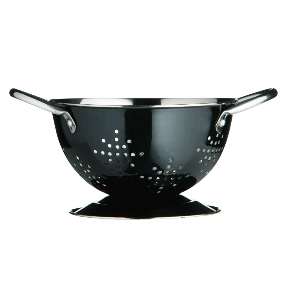 Premier Housewares Colander Stainless Steel / Food Strainers / Star Shaped Holes / Aesthetic Sink Strainer - Black