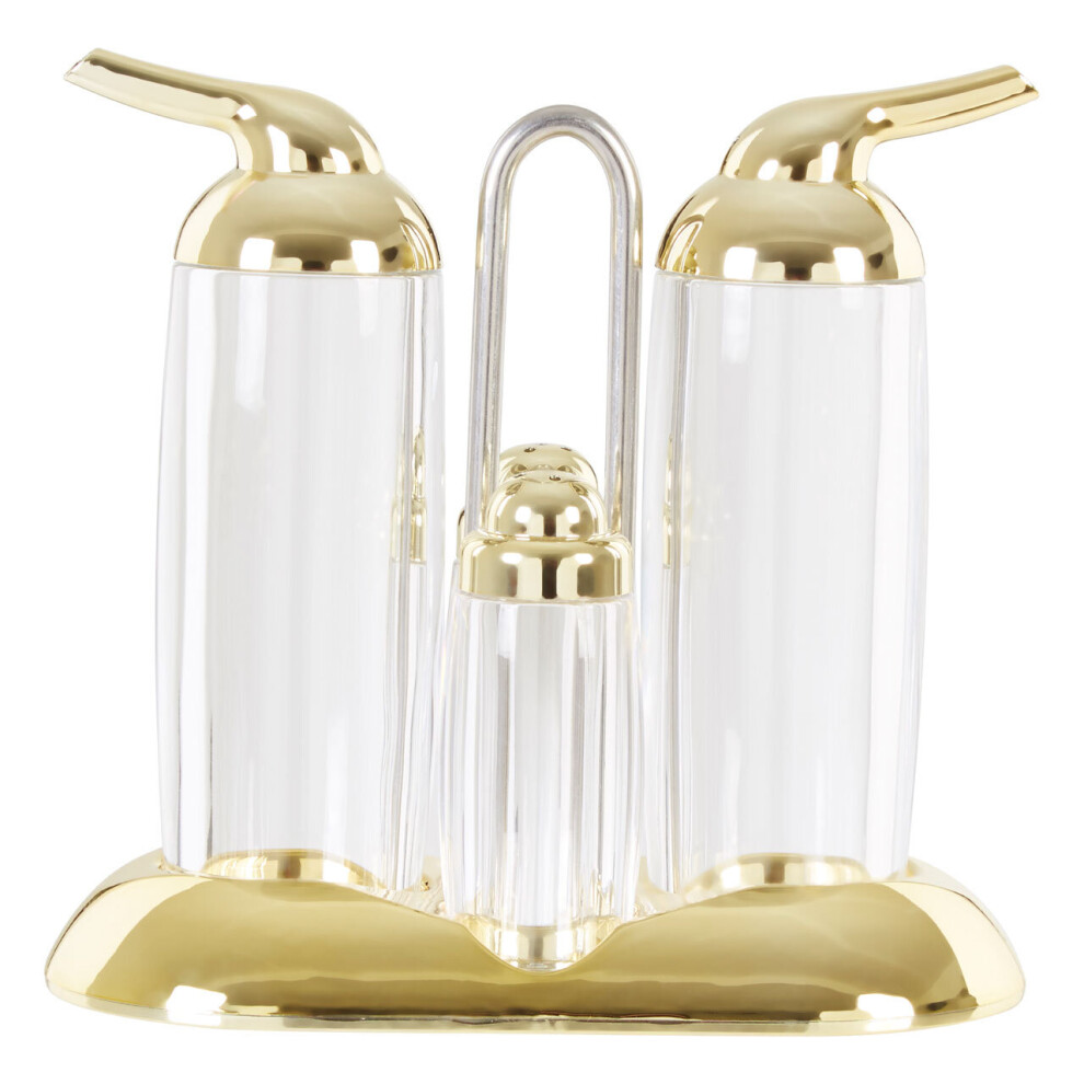 Premier Housewares Oil Dish Vintage Sauce Dish Gold Transparent Condiment Pots Durable Containers Set Of 4 w9 x d17 x h18cm