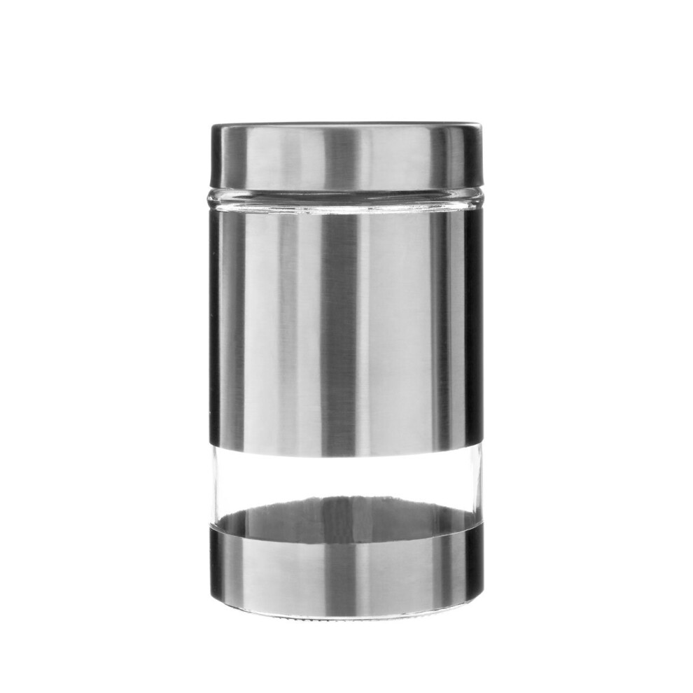 Premier Housewares 1000ML Storage Jar Glass Stainless Steel Durable Strong Silver 11 x 11 x 18