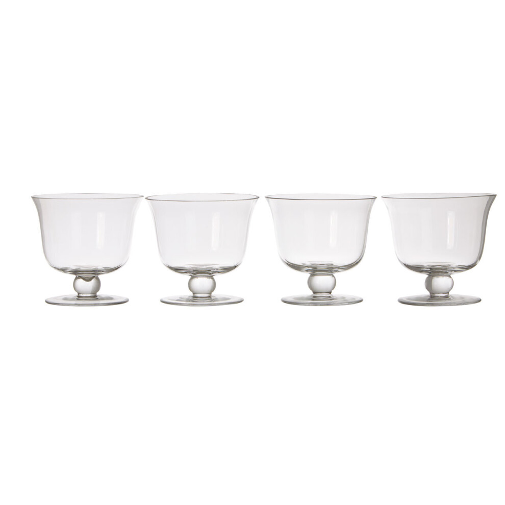Elegant Set Of 4 Clear Glass Dessert Dishes, Contemporary Design Sundae Glasses, Versatile Ice Cream Bowls