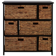 Premier Housewares Black Chest of Drawers For Bedroom With Classic Cut Handle Design 6 Drawer Assembled Drawers Freestanding Furniture Piece