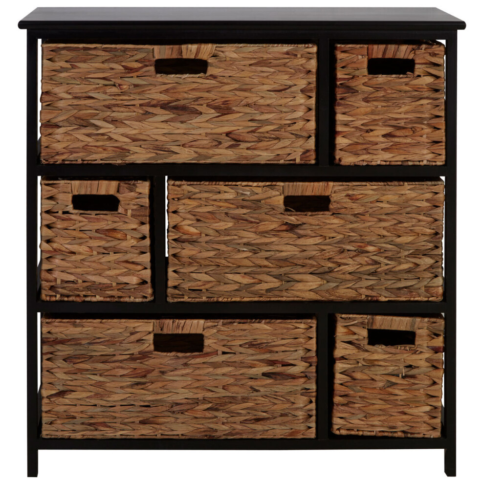 Premier Housewares Chest Of Drawers For Bedroom With Classic Cut Handle Design 6 Drawer Assembled Drawers Freestanding Furniture Piece Black