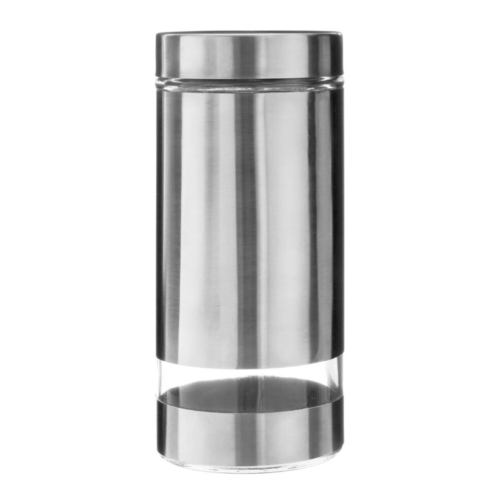 Premier Housewares 1300ML Storage Jar Glass Stainless Steel Durable Strong Silver 11 x 11 x 23