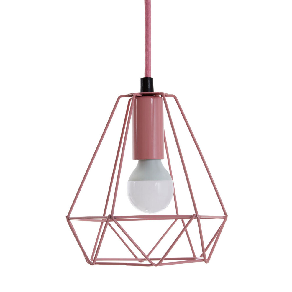 Premier Housewares Pastel Pink Metal Wire Pendant Light White Modern Ceiling Light Chandelier 16 x 16 x 115