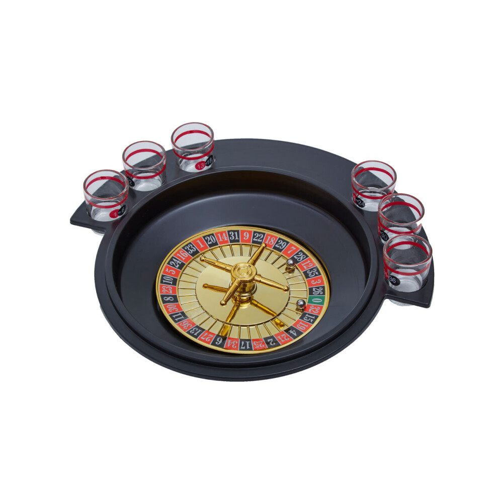 Premier Housewares Fun Roulette 6 Glass Lucky Shot Drinking Game, Functional Drinking Roulette Game, Portable Drinking Game