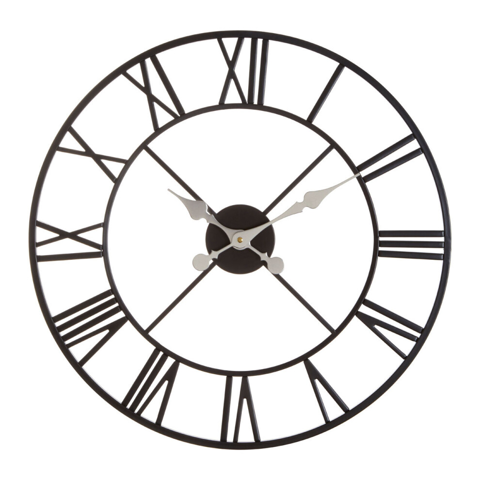 Premier Housewares Wall Clock Wooden Clocks For Living Room Silver Roman Numbers Kitchen Clocks Wall Contemporary Clocks For Bedrooms 56 x 5 x 56