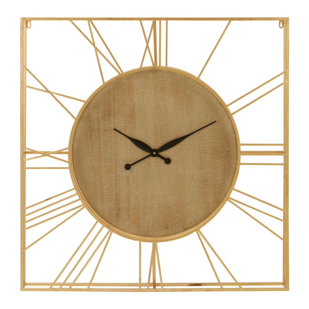 Premier Housewares Wall Clock Wooden Clocks For Living Room Gold Roman Numbers Kitchen Clocks Wall Contemporary Clocks For Bedrooms 91 x 10 x 91