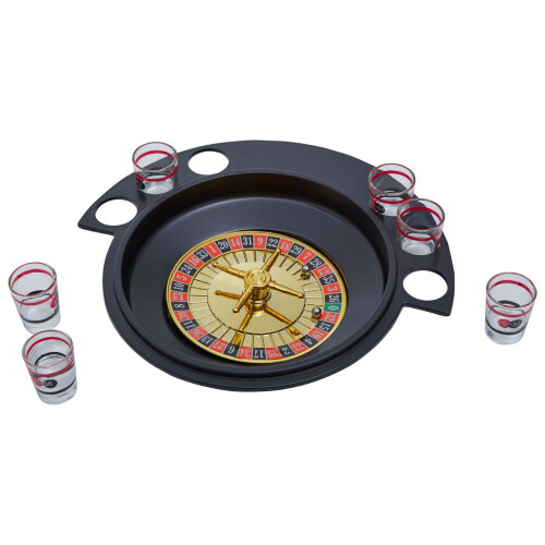 Premier Housewares Fun Roulette 6 Glass Lucky Shot Drinking Game, Functional Drinking Roulette Game, Portable Drinking Game 2
