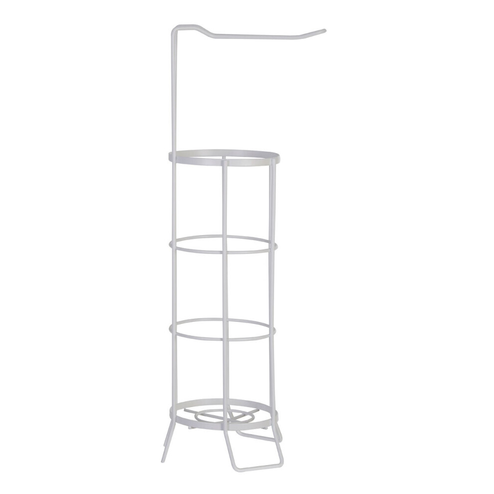 Premier Housewares Toilet Roll Holder With Metal Stand Stainless Steel Holders For Washroom Split Structure Roll Holders W21 X D20 X H62cm White