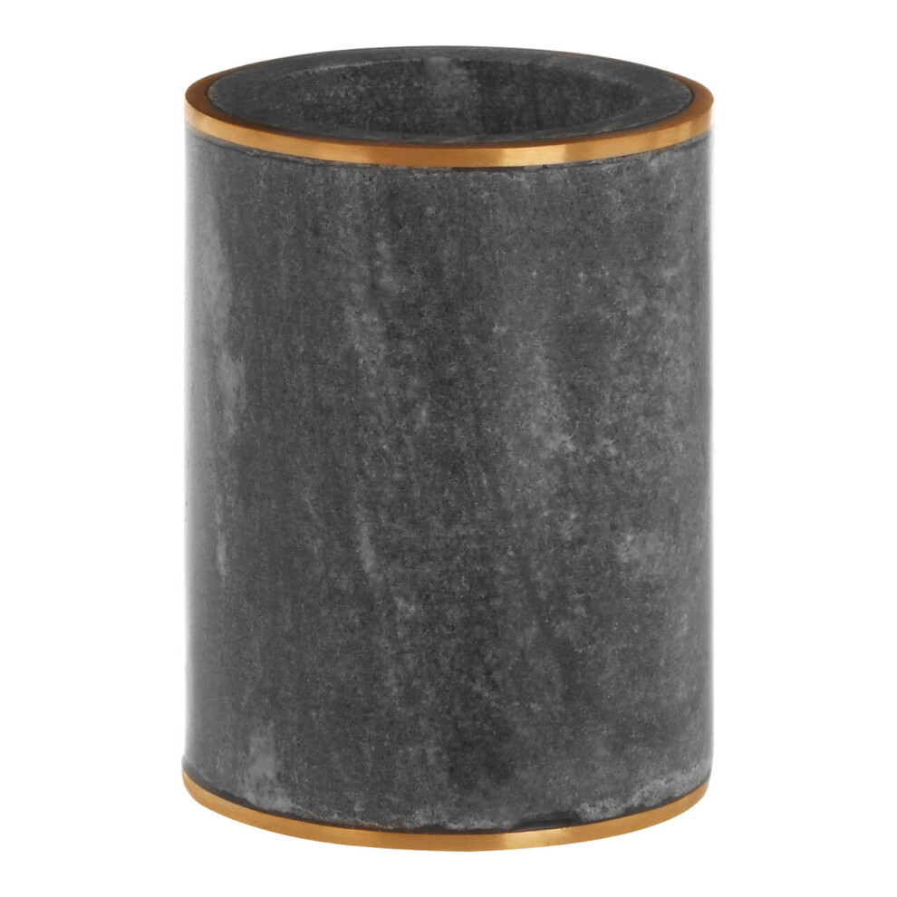 Premier Housewares Marble Brass Tumbler Drinking Glasses Marble Tumbler With Detail Handcrafted Tumblers Multi Use W8 X D8 X H10cm Grey/Gold
