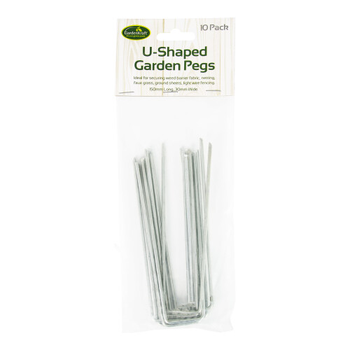 GardenKraft 26610 10-Pack Artificial Grass U-Pegs / Multi-Use Ground Pegs