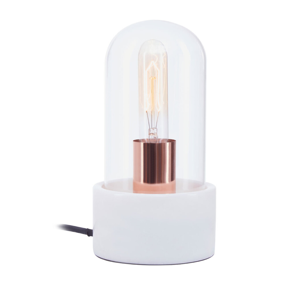 Premier Housewares Nordic Style Bell Lamp With Marble Base, Marble Construction Of Bedside Table Sleek Modern Lamp White/Light