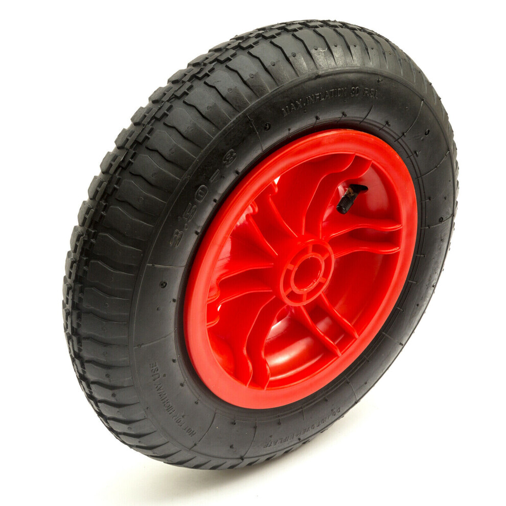 14 Inch 3.50-8 Red Spoked Wheel Pneumatic 2 Ply Tyre & Inner Tube
