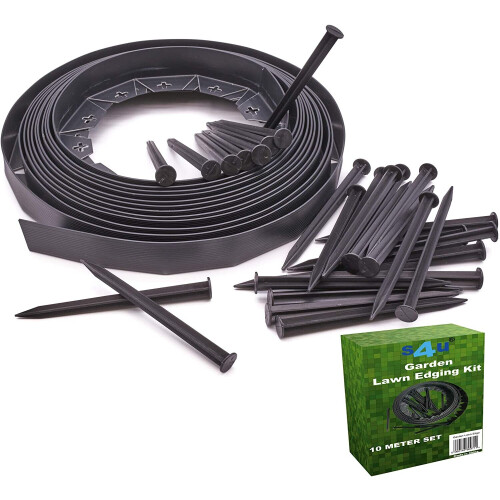 (10M) Flexible lawn edging with 30 Securing Anchor Pegs