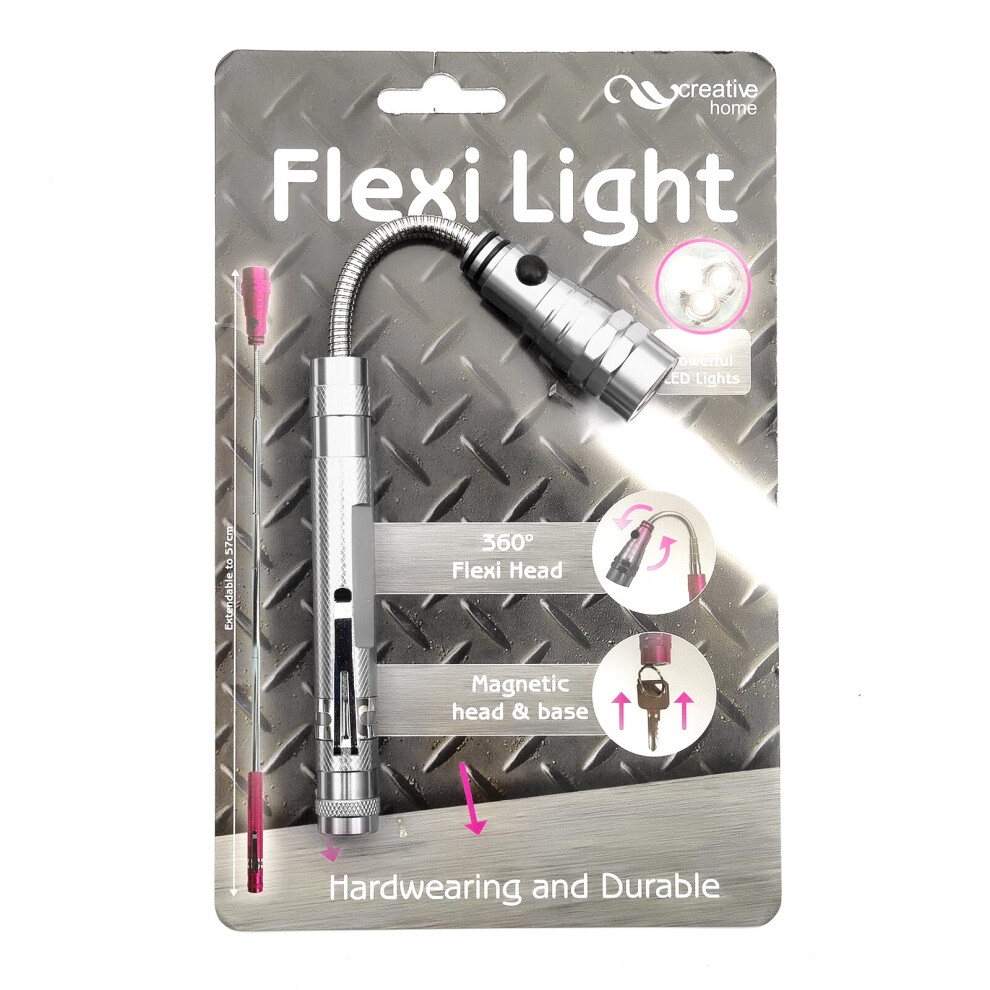 Pocket Metal LED Flexi Light Torch Extends 57cm 360 Magnetic Head Base