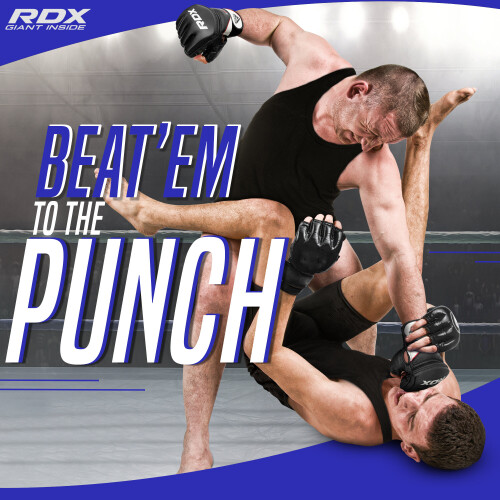 (Blue, Small) RDX MMA Gloves Grappling Martial Arts Training 2