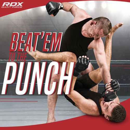 (Black, Small) RDX MMA Gloves Grappling Martial Arts Training 2