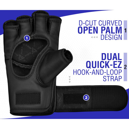 (Blue, Small) RDX MMA Gloves Grappling Martial Arts Training 1