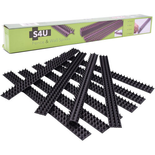 (4 Pack - 40pcs (20m), Black) Fence Wall Spikes Garden Security