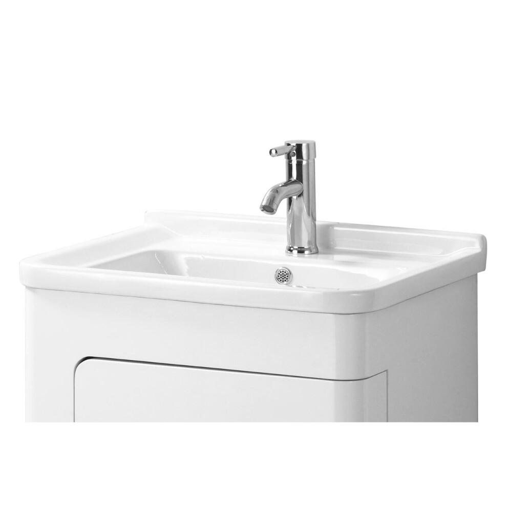 Premier Housewares Kitchen Sink White Bathroom Undersink Cabinet Ceramic Sink Storage Bathroom Durable Bathroom Sinks w60 x d48 x h24cm