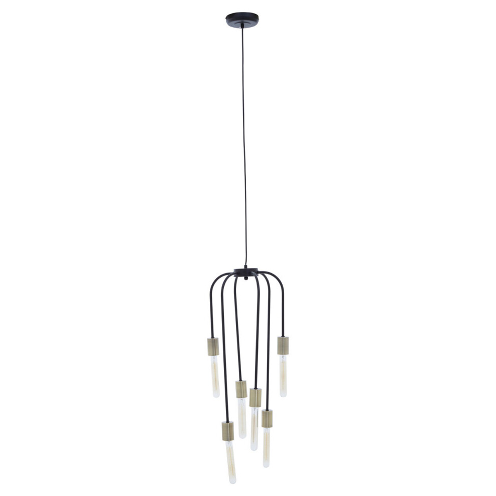 Premier Housewares Ceiling Lights Black Finish black   Pendant Light With 5 Tubular Bulbs Antique Ceiling Lighting Contemporary Pendant