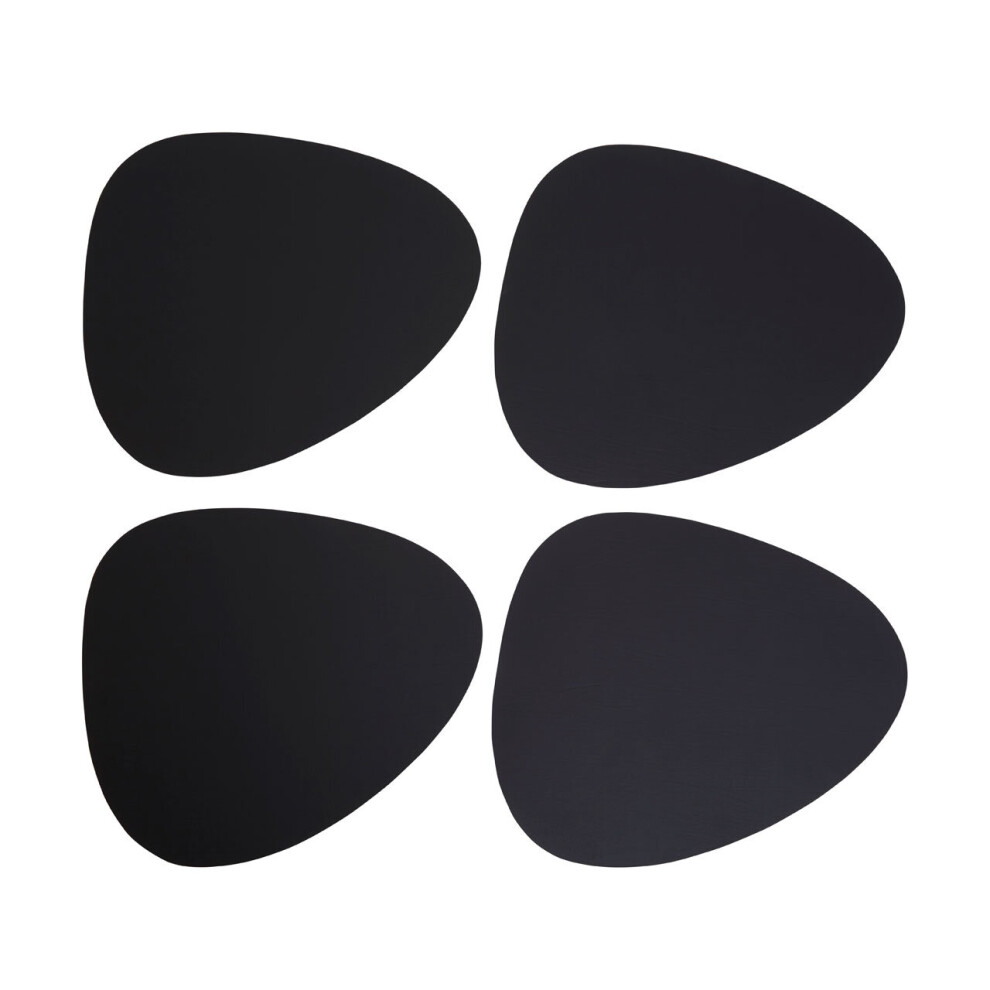 Premier Housewares Placemats Black Pebble Place Mats Mat Leather Table Mats Set Of 4 W40 X D36 X H1cm