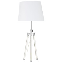Premier Housewares Nickel Finish Table Lamp Three-Legged With Ball Feet And White Shade Adjustable Height Chic and Contemporary w33 x d33 x h72cm