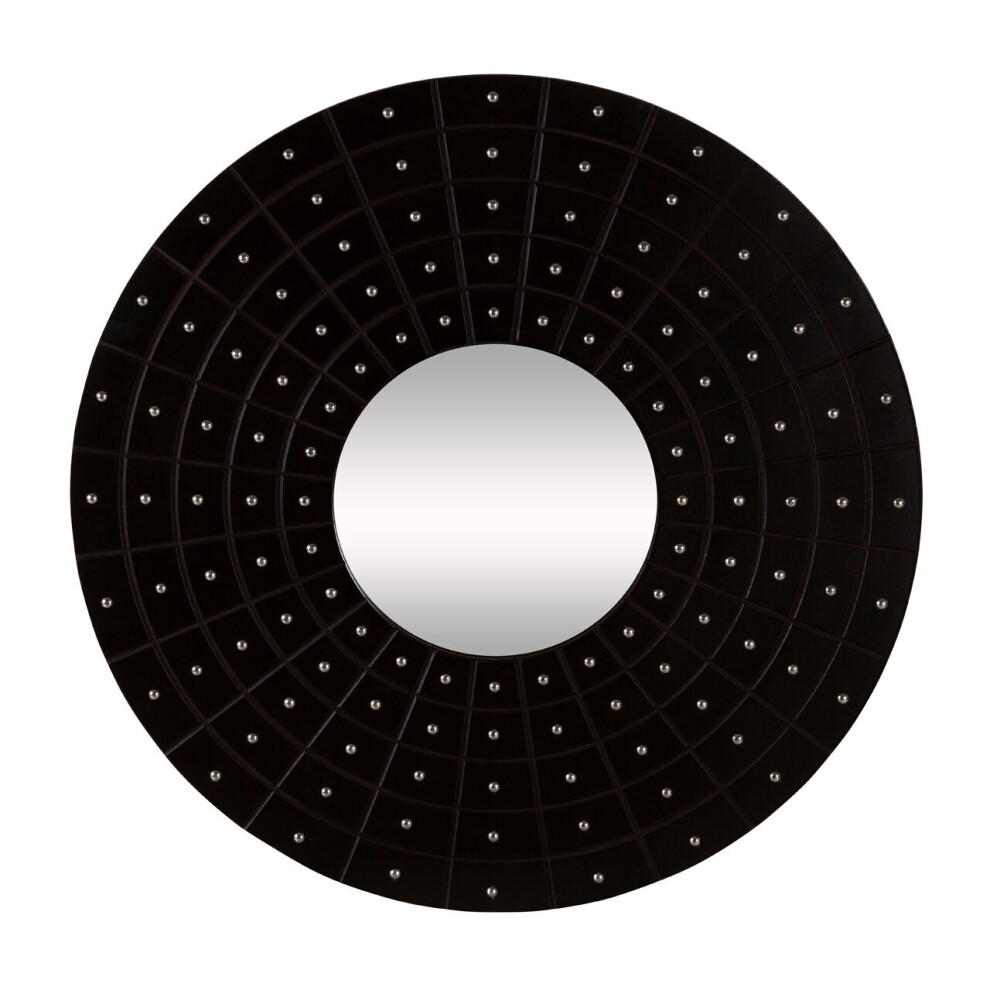 Premier Housewares Wall Mirror Round Mirror For Bedroom / Hallway / Bathroom Luxurious And Contemporary W82 X D3 X H82cm Black