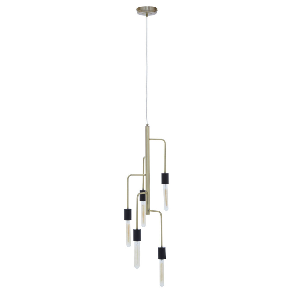 Premier Housewares Ceiling Lights Black Finish Brass Pendant Light With 5 Tubular Bulbs Antique Ceiling Lighting Contemporary Pendant Hanging Lighting