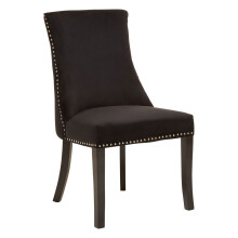 Black Velvet Dining Chair, Curved High Back Office Chair, Aesthetic Velvet Accent chair for Living Room
