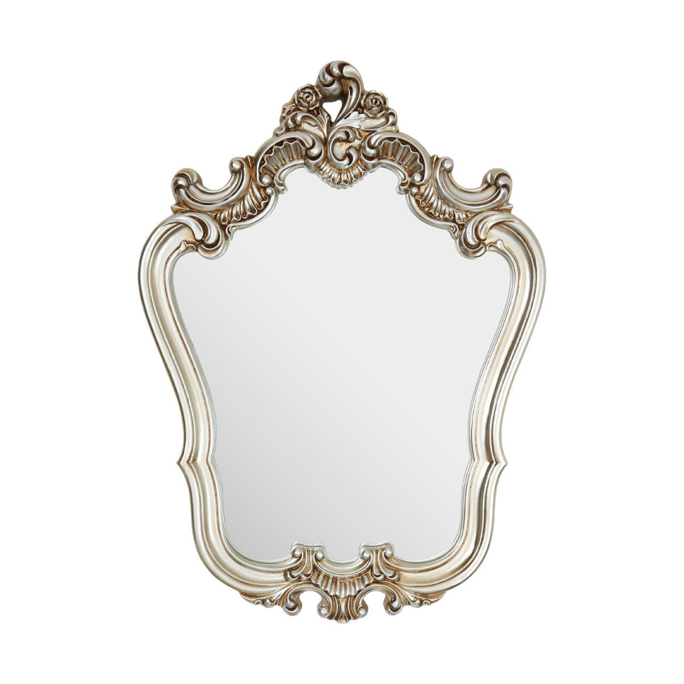 Premier Housewares Wall Mirror / Mirrors For Garden / Bathroom / Living Room With Carving Decorative Frame / Champagne Finish Wall Mounted Mirrors