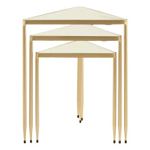 Premier Housewares Set Of 3 Rectangular Bedside Table For Lamp Mirror Tops With Champagne Finish Tables For Living Room Modern Metal Frame Table
