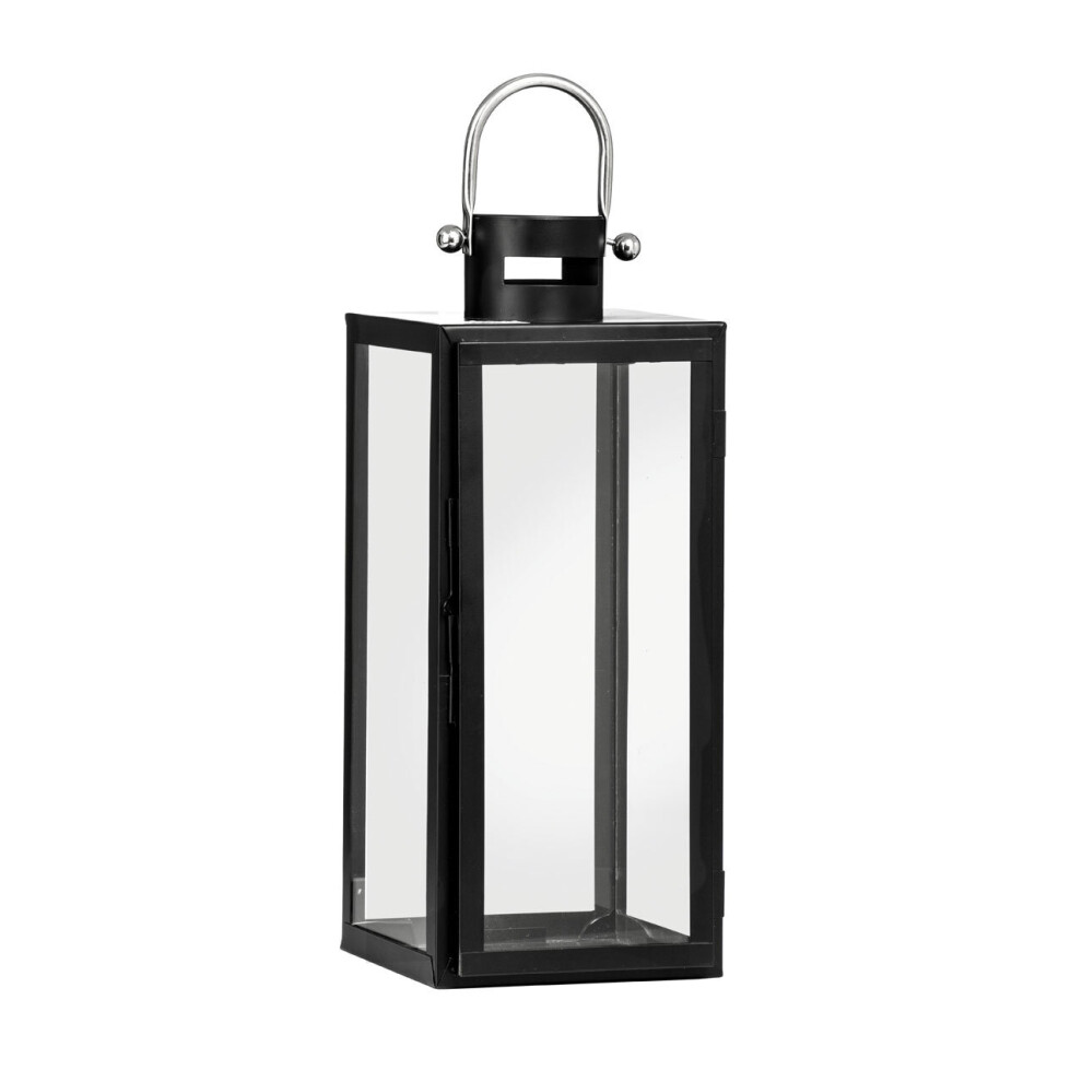 Premier Housewares Christmas Lanterns Glass Lanterns For Living Room Metal Frame Christmas Lanterns Indoor and Outdoor Camping Lights With Rope Handle