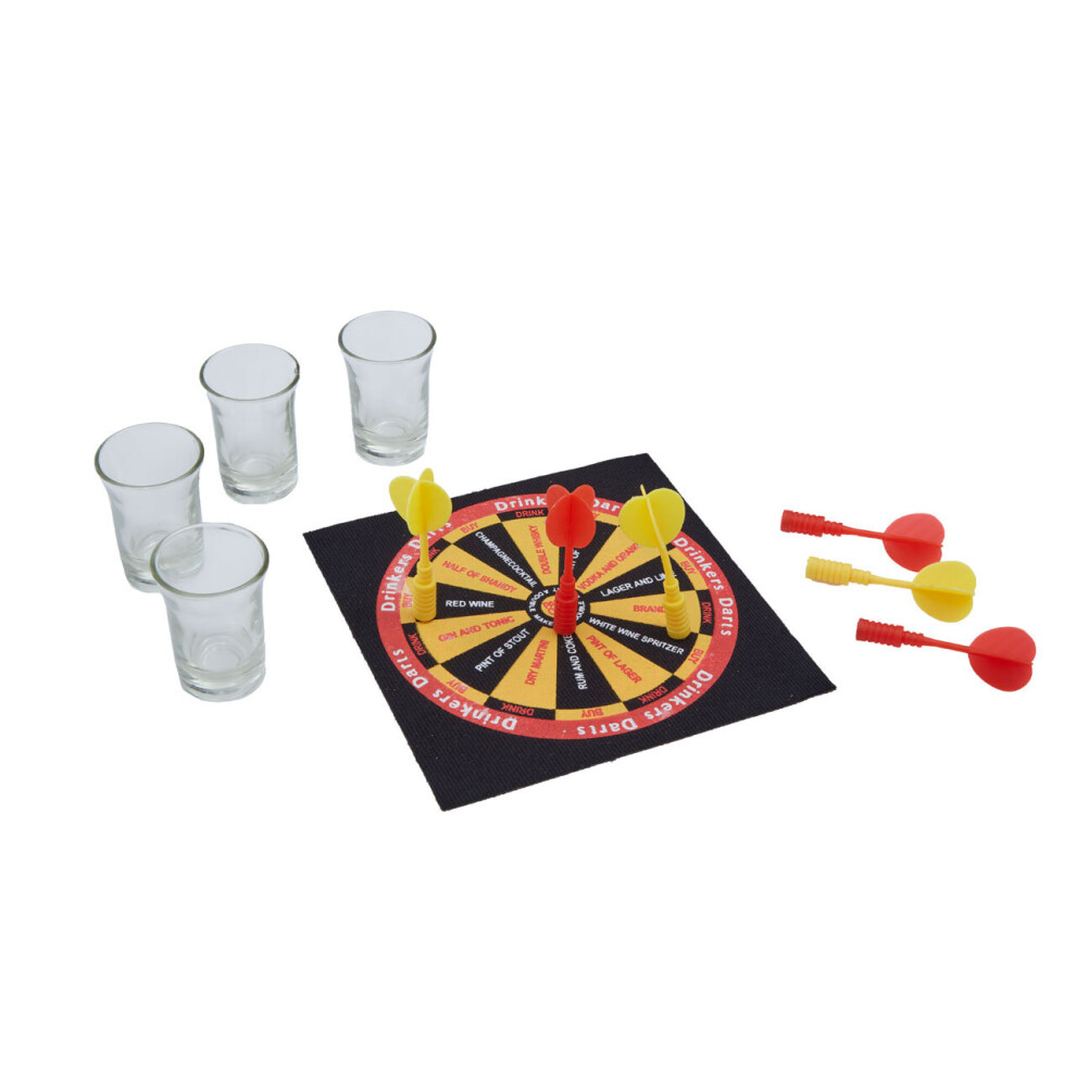 Premier Housewares Shot Glasses Set Of 4 Vodka Glass With Dart Board / Drinking Glass / Multi-Coloured Darts For Drinking Game 15 x 3 x 15