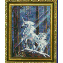 Light In The Forest Cross Stitch Chart Pattern White Unicorn