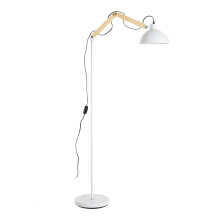 Sleek White Wood And Metal Floor Lamp, Sturdy Design Bedroom Floor Lamp, Highly Manoeuuvrable Modern Lamp