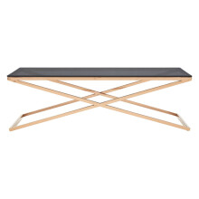 Premier Housewares Criss Cross Design Rectangular Coffee Table For Living Room / Bedroom With Reflective Top Contemporary Style Tables For Living Room