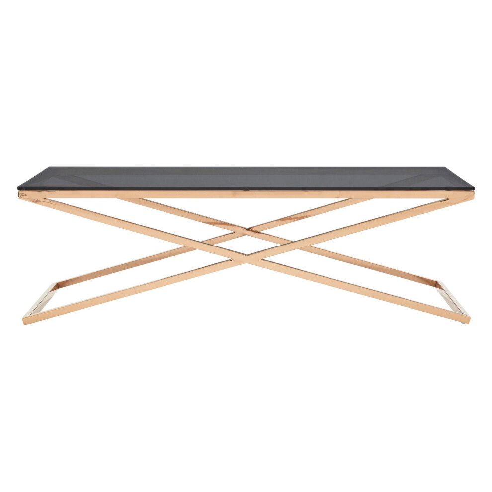 Premier Housewares Criss Cross Design Rectangular Coffee Table For Living Room / Bedroom With Reflective Top Contemporary Style Tables For Living Room