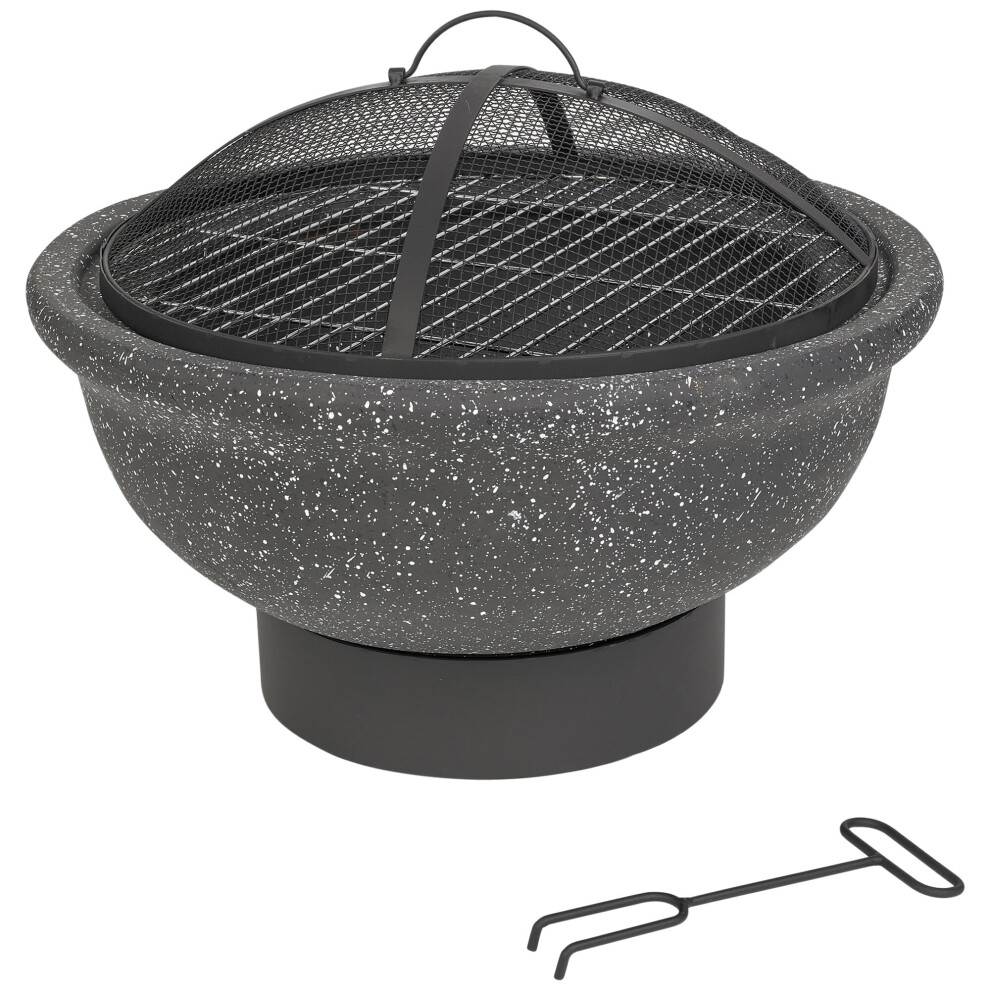 Black Round MGO Fire Pit Bowl Heater BBQ Grill Camping Burner Outdoor Garden